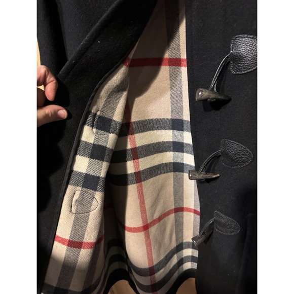 Burberry Brit Finsdale Wool Duffel Coat Leather Toggle Fasteners Size 8 - Picture 4 of 13